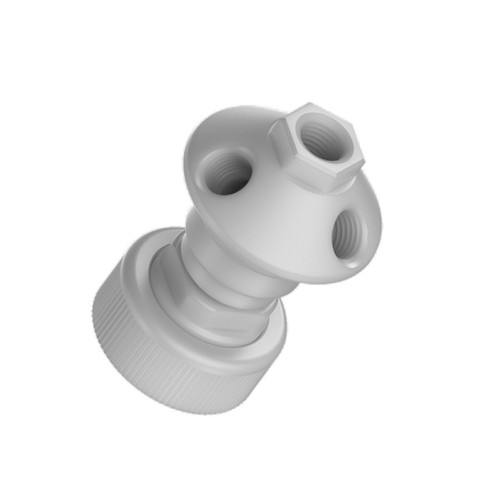 CP Lab Safety Port Cap Manifold for Wako /38-400 shallow Thread, 4-Port, size L, (4) 1/4" NPT, Polypropylene 