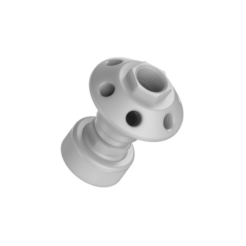 CP Lab Safety Port Cap Manifold for Wako /38-400 shallow Thread, 7-Port, size XL, (1) 1/2" NPT, (6) 1/4" NPT, Polypropylene 