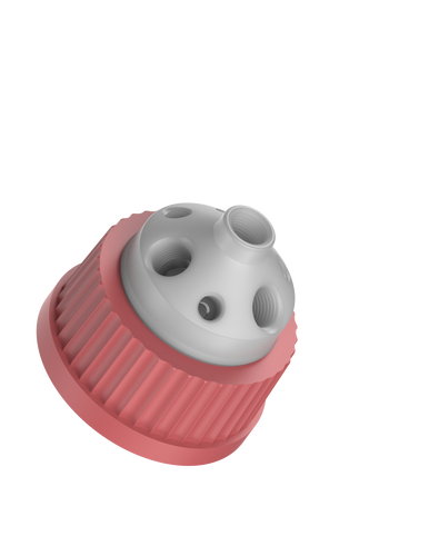 Port Cap Manifold, GL45, 7-Port, size M (4 x 1/8" NPT, 3 x 1/4-28), PTFE