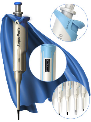 SuperPette Pipettor, Starter Kit-1. 0.5-10ul, 2-20ul, 20-200ul, 100-1000ul & Linear Stand (714510049999, 714510059999, 714510099999, 714510149999 & 710000859999)