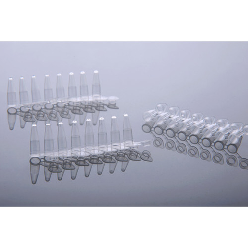 0.1mL PCR 8-strip Tubes, White, Sterile, 125 per pack, 1250 per case