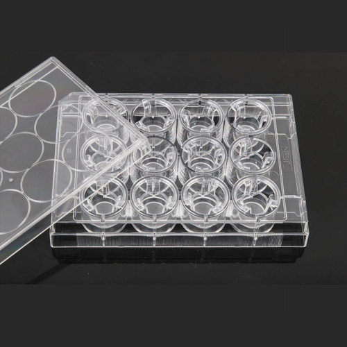 12 Cell Culture Inserts+12 Well Plate, 1.0um, PET Membrane, Opaque, Non-Treated, Sterile, 12 per pack, 48 per case