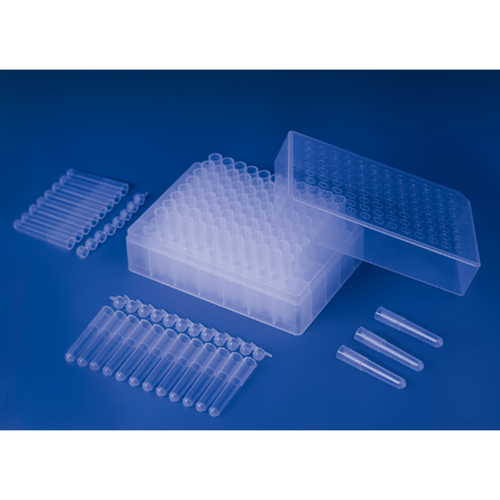 1.1ml Cluster Tubes, 8-Tube Strip Format, Sterile, 12/box,120 per pack,600 per case