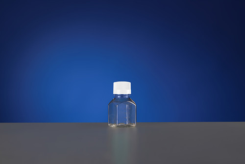 125mL PETG Square Media Bottles, Sterile, double bagged small packaging, 6 per pack, 48 per case