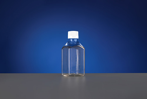 500mL PETG Square Media Bottles, Sterile, double bagged small packaging, 8 per pack, 24 per case