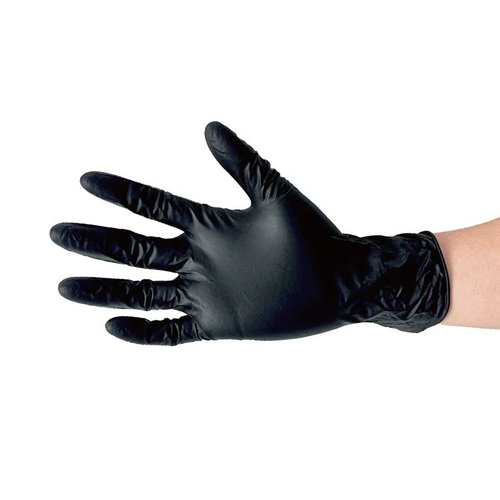 Extra Thick Nitrile Examination Gloves, Black, 6 mil, powder free, small, 100 per pack, 1000 per case