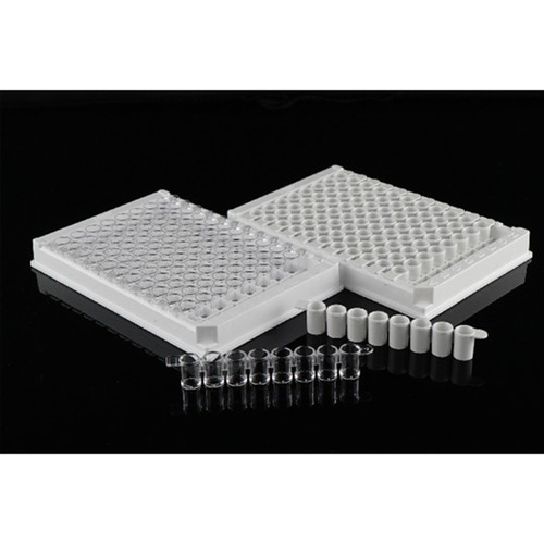 96-Well ELISA Plate, 8-Well, Detachable, High Binding, White Frame & White-Well, 5 per pack, 50 per case