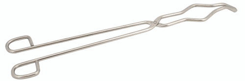 Eisco Labs Crucible Tong with Bow, Straight, Serrated Tips, Stainless Steel, 12" Long 