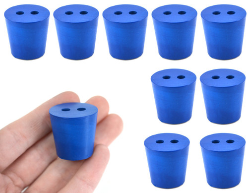 Eisco Labs Neoprene Stoppers, 2 Holes, ASTM, Size #4, 20mm Bottom, 26mm Top, 25mm L, pack/10 