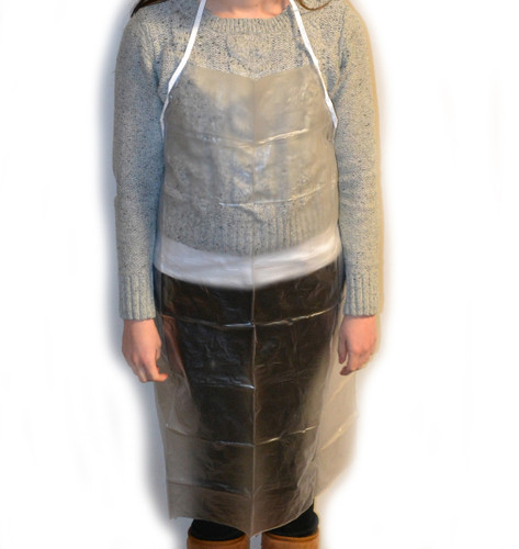 Eisco Labs Clear Vinyl Apron, Large, 35"W x 42"L, 6.7 MIL Thickness, Reinforced, Latex Free 