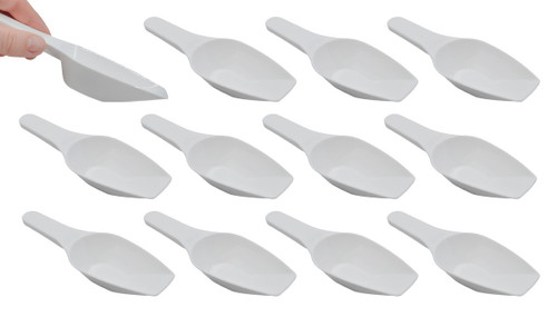 Eisco Labs Scoops, 50ml (1.7oz), PP Plastic, Flat Bottom, Measuring & Weighing, Autoclavable, pack/12 