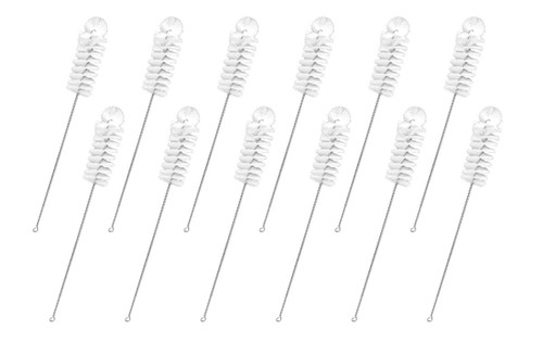 Eisco Labs Nylon Cleaning Brushes with Fan-Shaped Ends, 12.25", Twisted SS Wire Handles, Ideal for 1.2", 1.4" D Tubes, Bottles, Flasks, Cylinders, Jars, Vases, Cups, pack/12 