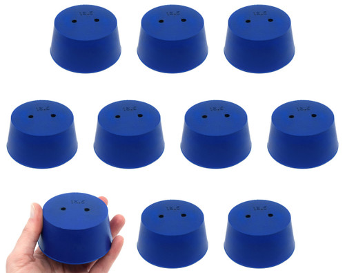 Eisco Labs Neoprene Stoppers, 2 Holes, ASTM, Size #13.5, 62mm Bottom, 75mm Top, 35mm L, pack/10 