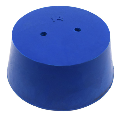 Eisco Labs Neoprene Stoppers, 2 Holes, ASTM, Size #14, 75mm Bottom, 90mm Top, 39mm L, pack/10 