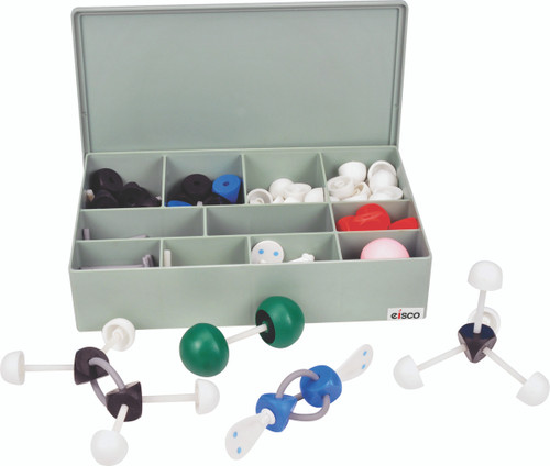 Eisco Labs Science Model, Molecular Kit (263 Pieces), VSEPR Model Advanced Set, Organic and Inorganic Chemistry, Multifaced for Complex Arrangements with Double/Triple Bonds, Orbitals with 2 Dots, Large Pieces, Case Incl 
