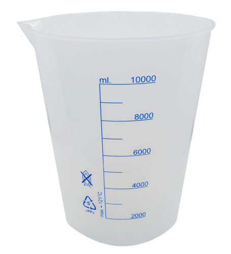 Eisco Labs Premium 10,000mL (10L) Beaker, PP Plastic, Blue Screen Printed, 1000mL Graduations 