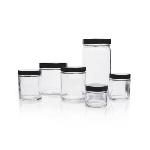 Kimble® Clear Straight-Sided Jars, White Rubber, 125mL, case/144