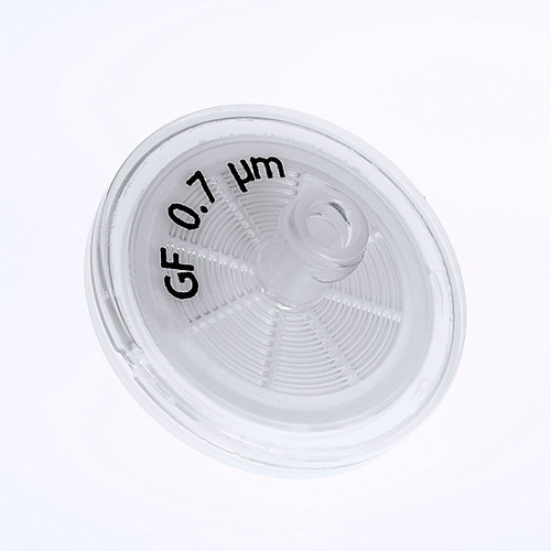 Syringe Filter, 25mm Female Luer Lock / Male Luer Slip PP GF 0.7um Clear, pack/500