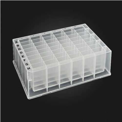 Optiwell Deep Well Plate, 48 Square Well, 4.6ml, 41.2mm Height, U-Bottom, Black Alphanumeric Printing, PP,/Sterile, (packed 10 bags of 5), case/50 (MTC-D3048-01S)