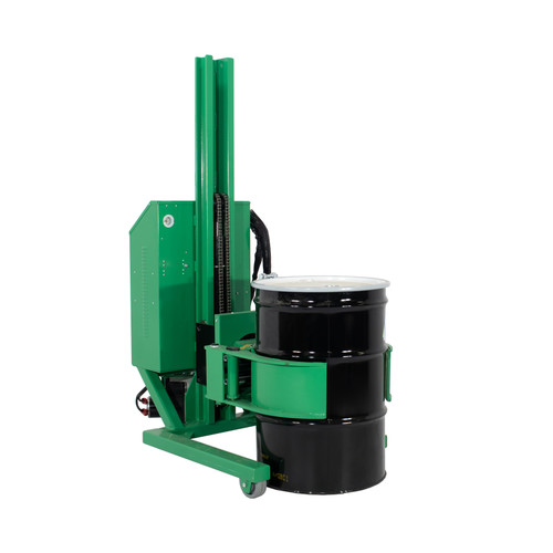 Steel Drum Lift & Rotator, Fully Powered Lift/Rotate/Drive, Grip Connection, Straddle, 78" H, 1000 lb. Capacity