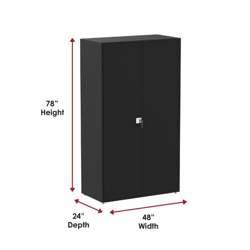 Steel Electronic Locking Cabinet, Deluxe, 48" W x 24" D x 78" H, Louvered Door, (3) Shelves, 1000 lb. Capacity/Shelf, 14-Gauge, Black 