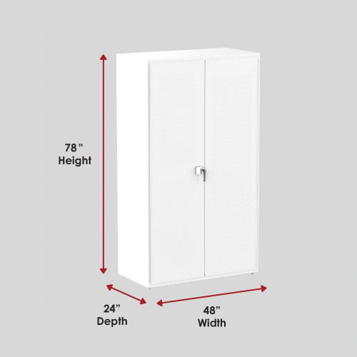 Steel Electronic Locking Cabinet, Deluxe, 48" W x 24" D x 78" H, Louvered Door, (3) Shelves, 1000 lb. Capacity/Shelf, 14-Gauge, White