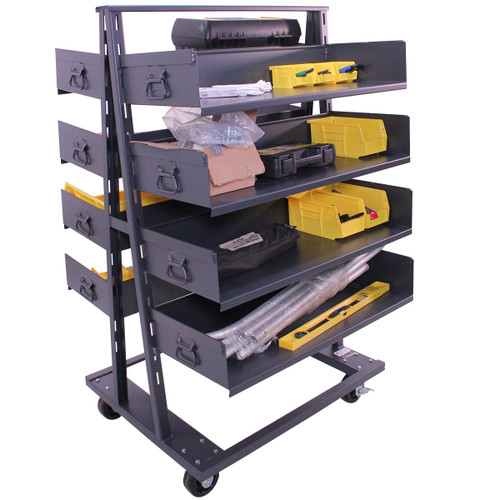 Steel Double-Sided Heavy Duty A-Frame Cart, 38"L x 30" W x 63" H, (8) Large Trays, 2500 lb. Capacity
