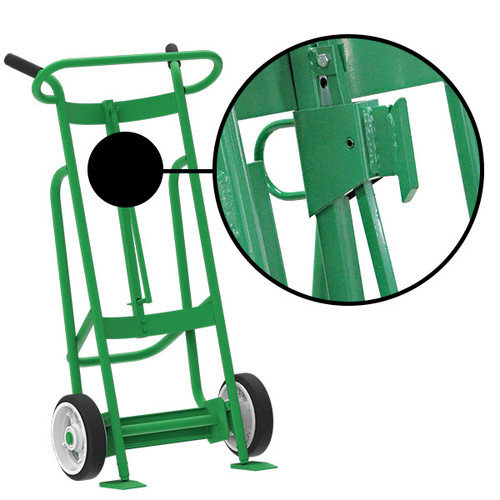 Steel 2-Wheel Drum Hand Truck, Steel, (2) Solid Rubber Wheels, Hand Brake, 1000 lb. Capacity, Chime Hook for Fiber Drums