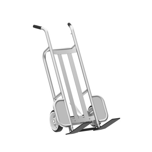 2-Wheel Pallet Hand Truck, Aluminum, (2) Solid Rubber Wheels, Hand Brake, 1000 lb. Capacity, Spring-Loaded Pallet Forks