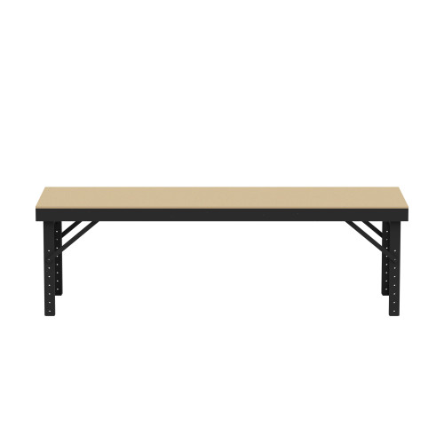 Steel Adjustable Height Work Table, Steel w/ Hardwood Top, 120" W x 34" D x 26-42" H, 2000 lb. Capacity