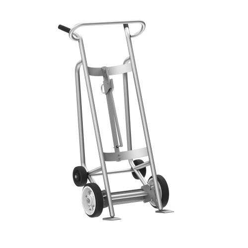 4-Wheel Drum Hand Truck, Aluminum, (2) Solid Rubber Wheels, (2) Rear Poly, 1000 lb. Capacity, Standard Chime Hook for Drums 4-Wheel Drum Hand Truck, Aluminum, (2) Solid Rubber Wheels, (2) Rear Poly, 1000 lb. Capacity, Standard Chime Hook for Drums