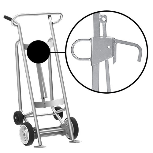 4-Wheel Drum Hand Truck, Aluminum, (2) Solid Rubber Wheels, (2) Rear Poly, 1000 lb. Capacity, Chime Hook for Drums w/ Locking Cover 4-Wheel Drum Hand Truck, Aluminum, (2) Solid Rubber Wheels, (2) Rear Poly, 1000 lb. Capacity, Chime Hook for Drums w/ Locking Cover