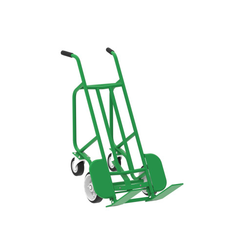 Steel 4-Wheel Pallet Hand Truck, Steel, (2) Solid Rubber (2) Rear Rubber Swivel Wheels, 1000 lb. Capacity, Spring-Loaded Pallet Forks