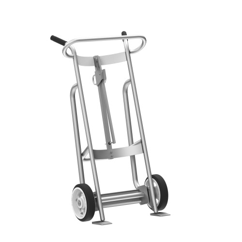 2-Wheel Drum Hand Truck, Aluminum, (2) Solid Rubber Wheels, 1000 lb. Capacity, Standard Chime Hook for Drums