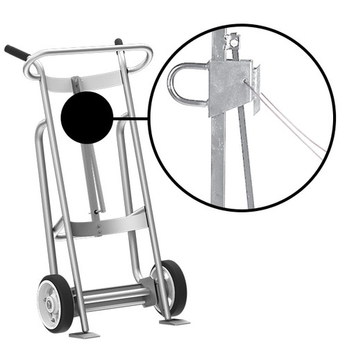 2-Wheel Drum Hand Truck, Aluminum, (2) Solid Rubber Wheels, 1000 lb. Capacity, Chime Hook w/ Security Cable for Drums