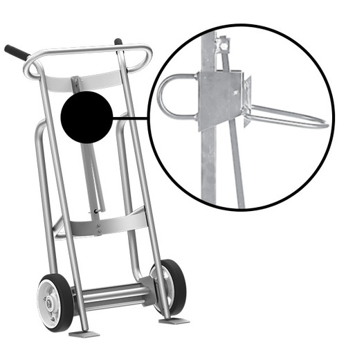 2-Wheel Drum Hand Truck, Aluminum, (2) Solid Rubber Wheels, 1000 lb. Capacity, Chime Hook for Plastic Drums