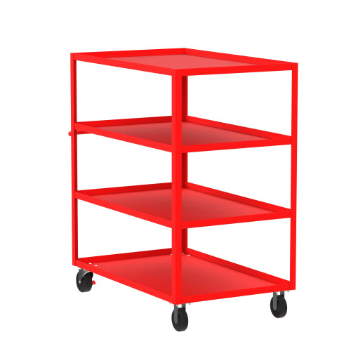 Steel 4-Shelf 12 Gauge Utility Cart, 48"L x 30" W x 56" H, 3600 lb. Capacity, (4) Non-Marking Phenolic Casters, Red Steel 4-Shelf 12 Gauge Utility Cart, 48"L x 30" W x 56" H, 3600 lb. Capacity, (4) Non-Marking Phenolic Casters, Red