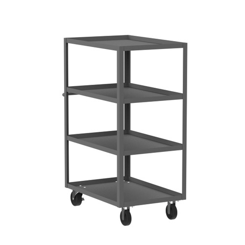 Valley Craft Steel 4-Shelf 12 Gauge Utility Cart, 36"L x 24" W x 56" H, 3600 lb. Capacity, (4) Non-Marking Phenolic Casters, Gray 