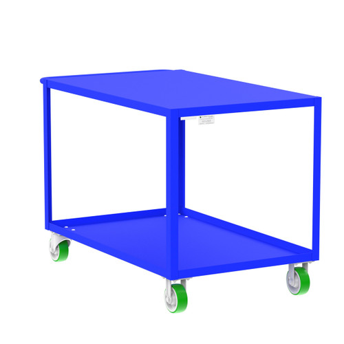 Valley Craft Steel 2-Shelf 12 Gauge Utility Cart, Flat Top, 48"L x 30" W x 36" H, 2000 lb. Capacity, (4) Non-Marking Poly Casters, Blue  Valley Craft Steel 2-Shelf 12 Gauge Utility Cart, Flat Top, 48"L x 30" W x 36" H, 2000 lb. Capacity, (4) Non-Marking Poly Casters, Blue