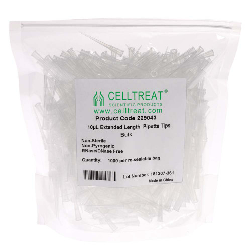 Pipette Tips, 1000 uL, Bulk Packed, 1000 per Resealable Bag, case/5000