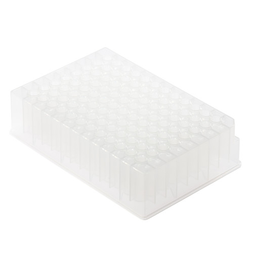 Storage Plate, 1 mL, 96 Deep-Well, Polypropylene, Round-Well, V-Bottom, Sterile, 5 per Pack, case/25
