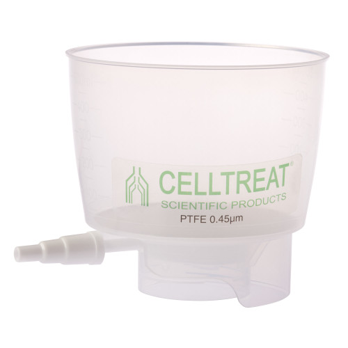 Bottle Top Filter, 500 mL, Polypropylene with PTFE Filter Material, 0.45um, 90mm, Bagged, case/12