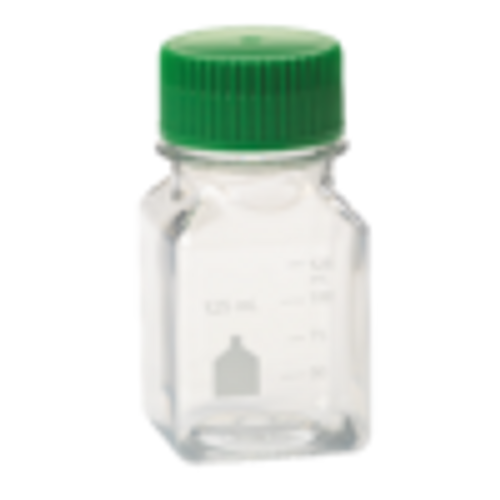 Media Bottles, 125 mL, Square, PET, Individually Wrapped, Sterile, case/24