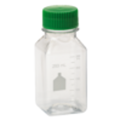 Media Bottles, 250 mL, Square, PET, Bulk, Sterile, 12 per Tray, case/24