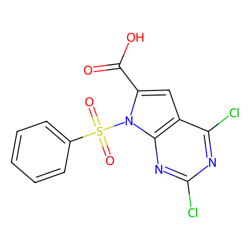 7-(benzenesulfonyl)-2, 4-dichloro-7H-pyrrolo[2, 3-d]pyrimidine-6-carboxylic acid, min 97%, 1 gram