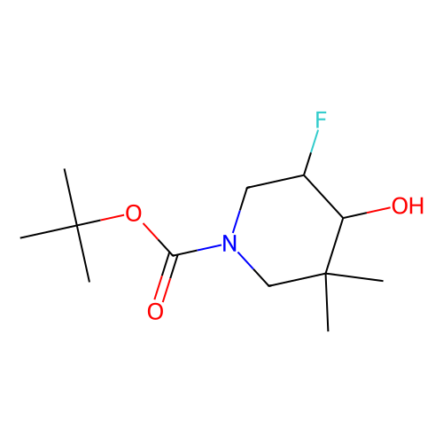 cis-3-fluoro-4-hydroxy-5, 5-dimethylpiperidine-1-carboxylic acid tert-butyl ester, min 97%, 500 mg