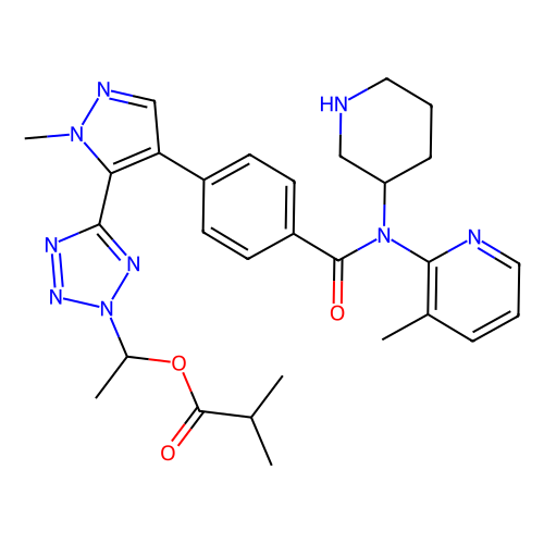 (1R)-1-[5-(1-methyl-4-{4-[(3-methylpyridin-2-yl)[(3R)-piperidin-3-yl]carbamoyl]phenyl}-1H-pyrazol-5-yl)-2H-1, 2, 3, 4-tetrazol-2-yl]ethyl 2-methylpropanoate, min 97%, 100 mg