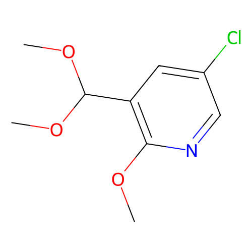 5-Chloro-3-(dimethoxymethyl)-2-methoxypyridine, min 95%, 250 mg
