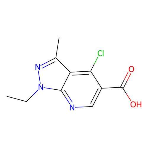 4-chloro-1-ethyl-3-methyl-1H-pyrazolo[3, 4-b]pyridine-5-carboxylic acid, min 97%, 1 gram