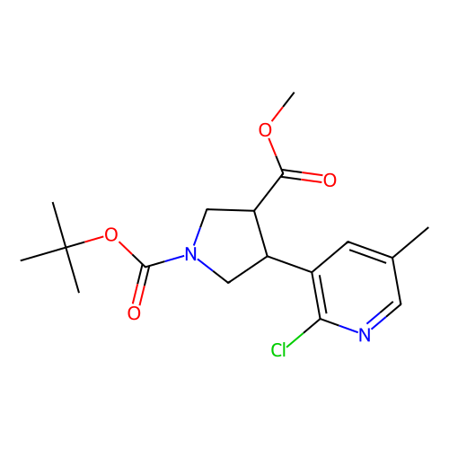 (Racemic trans)-1-tert-butyl 3-methyl 4-(2-Chloro-5-methylpyridin-3-yl)pyrrolidine-1, 3-dicarboxylate, 1 gram